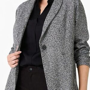 NIC+ZOE Marled Knit Blazer Plus Size Gray Zip Pocket Easy Pack Travel 1X